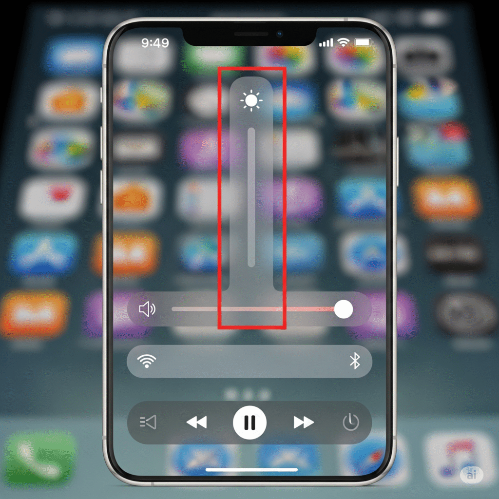 Mengatur kecerahan layar HP melalui panel kontrol cepat, salah satu cara mengatasi baterai HP cepat habis.